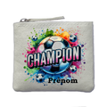 Porte monnaie personnalisé foot champion ivoire en feutrine en feutrine ivoire