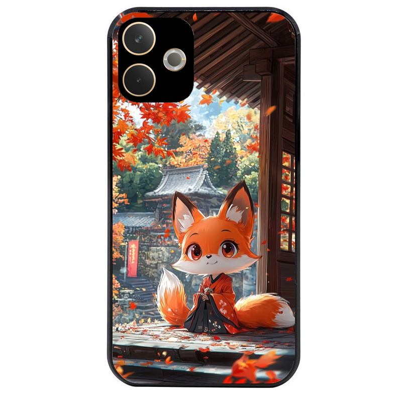 Coque noire taperso pour OPPO A5 PRO 4G et 5G avec motif renard et fox anime protection antichoc personnalisée