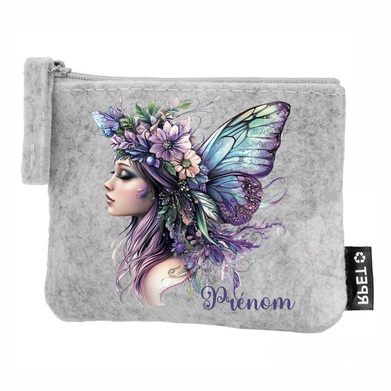 Porte monnaie personnalisé fee pastel en feutrine en feutrine