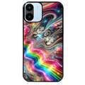 Coque noire taperso pour Redmi A1 et A2 avec motif marbre arc en ciel protection antichoc personnalisée
