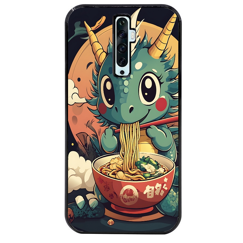 Coque noire taperso pour OPPO Reno 2 et 2Z avec motif dragon ramen 1 protection antichoc personnalisée