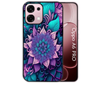 Coque noire taperso pour OPPO A6 PRO 4G et 5G avec motif tropical mandala et fleur violet protection antichoc personnalisée
