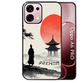 Coque noire taperso pour OPPO A6 PRO 4G et 5G avec motif samourai et temple personnalisee protection antichoc personnalisée