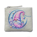 Porte monnaie personnalisé noel lune ivoire en feutrine en feutrine ivoire
