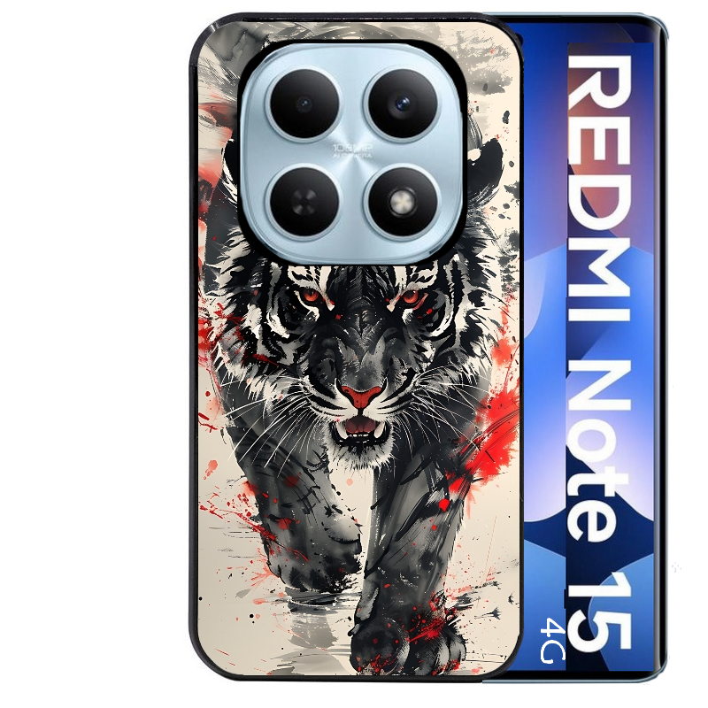 Coque noire taperso pour Redmi Note 15 et PRO PLUS 4G 5G avec motif tigre japan protection antichoc personnalisée