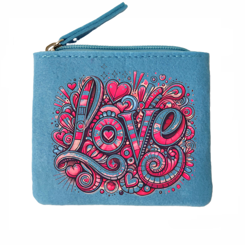 Porte monnaie love tag en feutrine en feutrine