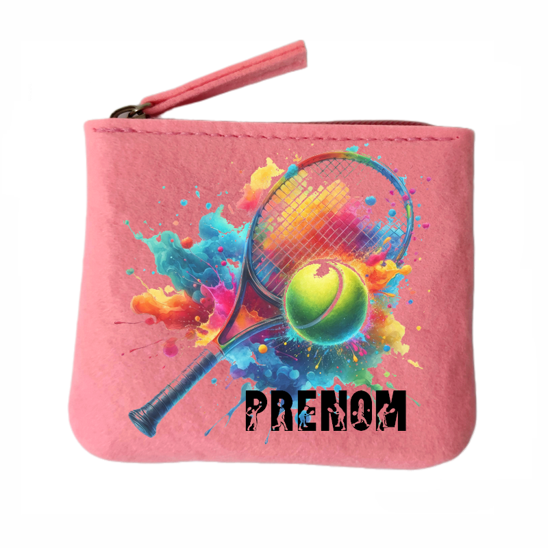Porte monnaie personnalisé tennis color en feutrine en feutrine