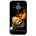 Coque noire taperso pour Magic 5 6 LITE et PRO avec motif badminton flamme personnalise protection antichoc personnalisée
