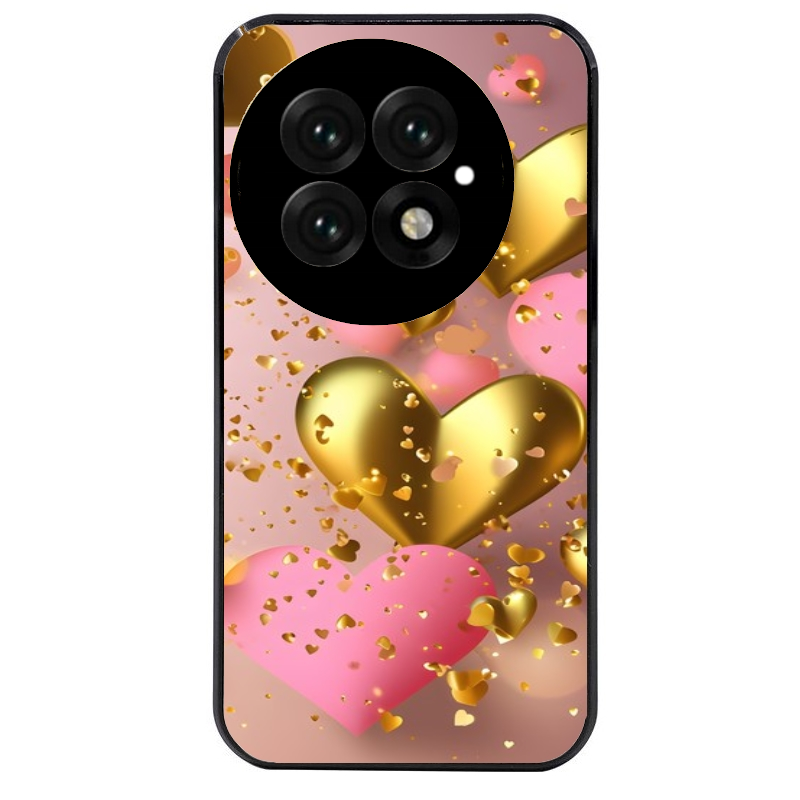 Coque noire taperso pour OnePlus 13 avec motif coeur rose protection antichoc personnalisée