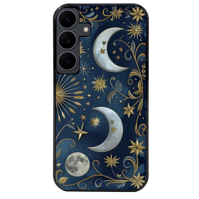 Coque noire taperso pour galaxy A06 A16 A26 A36 A56 avec motif lune et etoile protection antichoc personnalisée