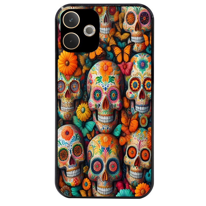 Coque noire taperso pour OPPO A5 PRO 4G et 5G avec motif mort mexicaine papillon protection antichoc personnalisée