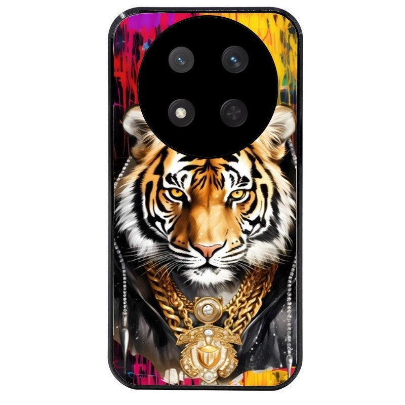 Coque noire taperso pour Magic 7 LITE et PRO avec motif tigre style hip hop protection antichoc personnalisée