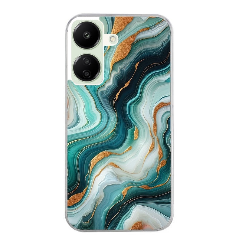 Coque taperso pour POCO C65 4G avec motif marbre vert protection antichoc personnalisée