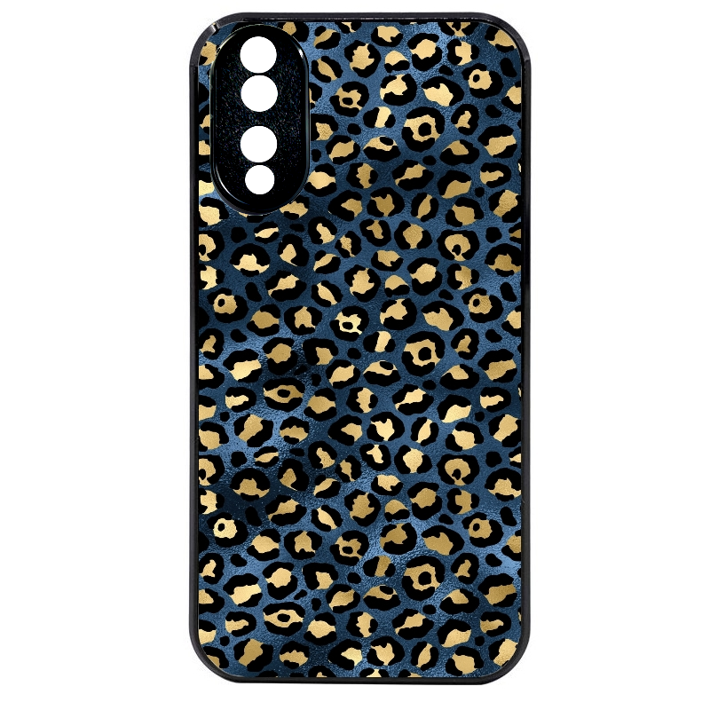 Coque noire taperso pour Honor 70 LITE 90 et LITE avec motif leopard bleu protection antichoc personnalisée