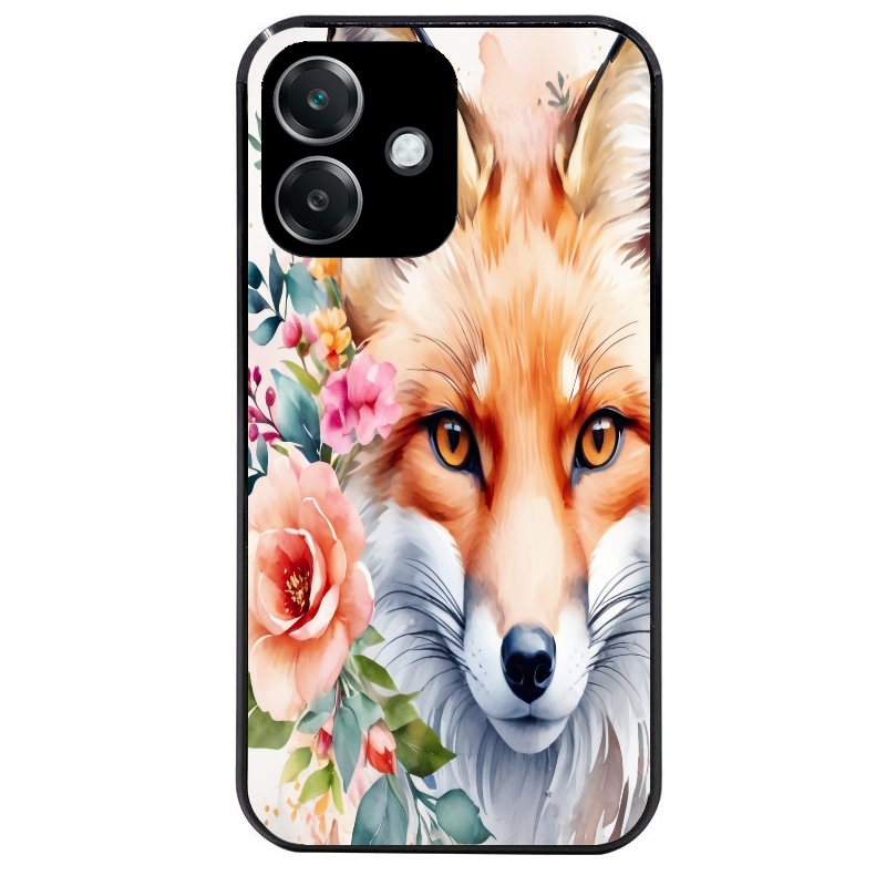 Coque noire taperso pour OPPO A40 avec motif renard fox et fleurs protection antichoc personnalisée