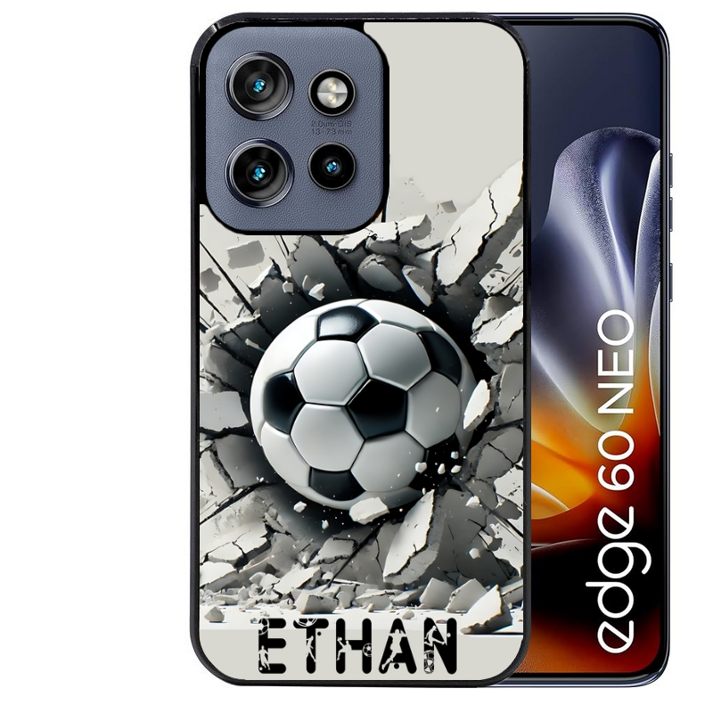 Coque noire taperso pour Moto Edge 60 et Neo Fusion Pro avec motif foot beton personnalisee protection antichoc personnalisée