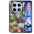 Coque noire taperso pour Redmi Note 15 et PRO PLUS 4G 5G avec motif tag et graffiti protection antichoc personnalisée