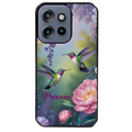 Coque noire taperso pour Moto Edge 60 et Neo Fusion Pro avec motif colibri couple personnalise protection antichoc personnalisée
