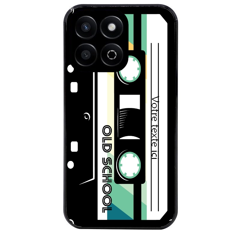 Coque noire taperso pour Honor 70 LITE 90 et LITE personnalisable avec motif cassette vintage protection antichoc personnalisée