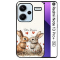 Coque noire taperso pour Redmi Note 13 PRO PLUS 5G avec motif lapin coeur avec prenom protection antichoc personnalisée