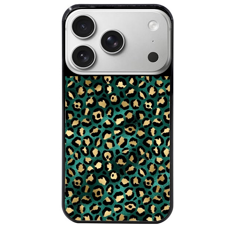 Coque noire taperso pour Iphone 17 17E AIR MAX PRO avec motif leopard vert protection antichoc personnalisée