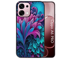 Coque noire taperso pour OPPO A6 PRO 4G et 5G avec motif tropical violet et des fleurs protection antichoc personnalisée