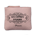 Porte monnaie personnalisé motif copine d'abord rose clair en feutrine en feutrine