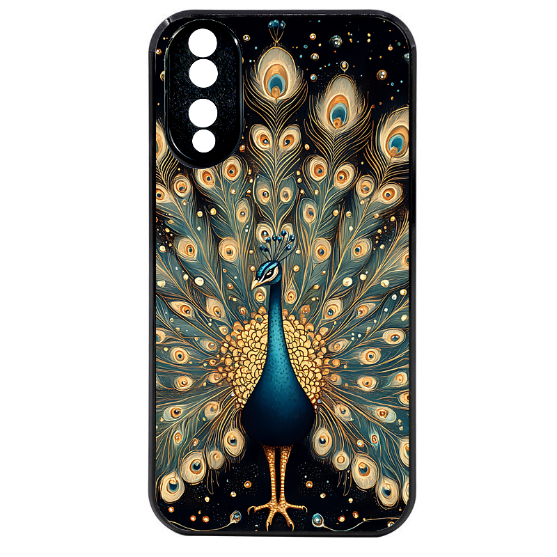 Coque noire taperso pour Honor 70 LITE 90 et LITE avec motif paon mandala protection antichoc personnalisée