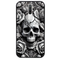 Coque noire taperso pour OPPO A5 A9 2020 avec motif tete de mort fleur protection antichoc personnalisée