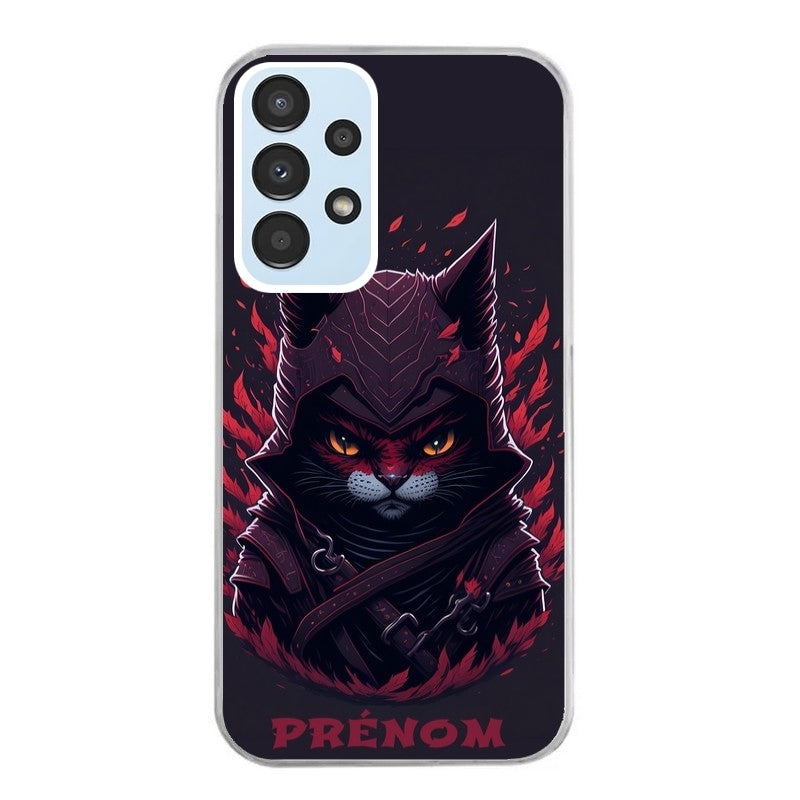 Coque taperso pour Galaxy A13 4G et 5G A23 A53 avec motif chat samourai personnalise protection antichoc personnalisée