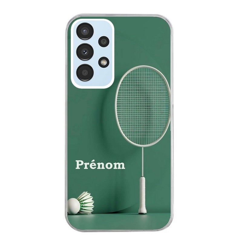 Coque taperso pour Galaxy A13 4G et 5G A23 A53 avec motif badminton sport personnalise protection antichoc personnalisée