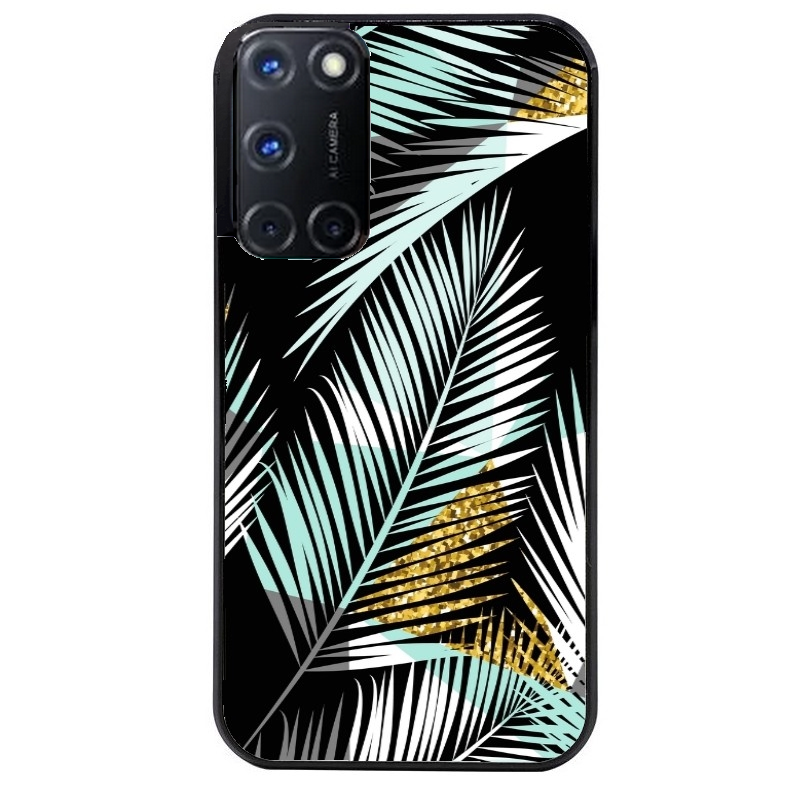 Coque noire taperso pour OPPO A72 4G avec motif palmier noir protection antichoc personnalisée