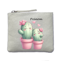 Porte monnaie personnalisé cactus love ivoire en feutrine en feutrine ivoire