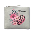 Porte monnaie personnalisé coeur leopard ivoire en feutrine en feutrine ivoire