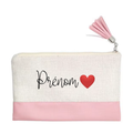 Pochette personnalisée votre prénom ou mot en toile et simili cuir personnalisée