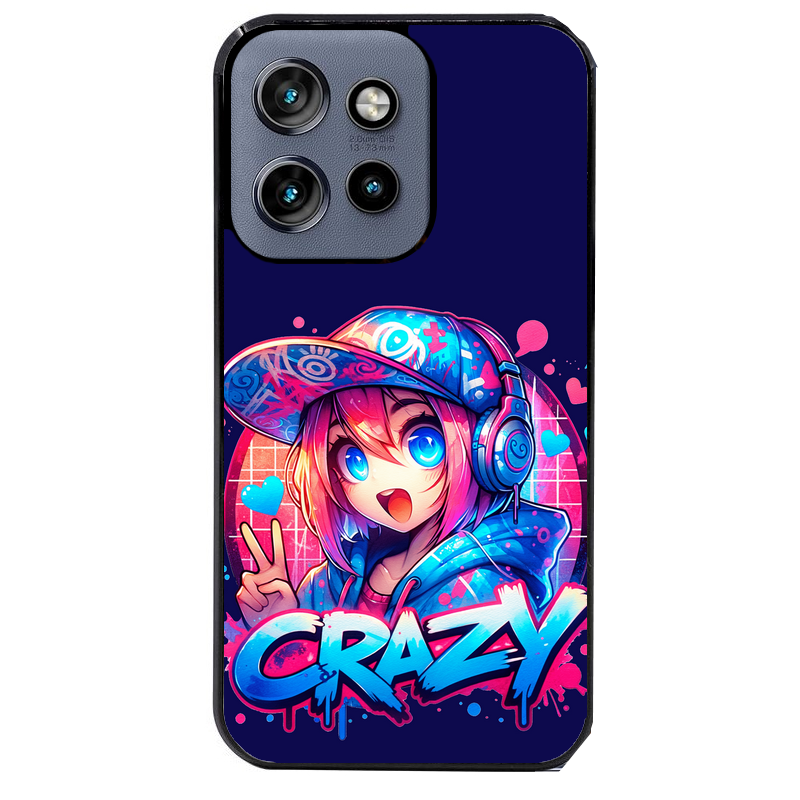 Coque noire taperso pour Moto Edge 60 et Neo Fusion Pro avec motif anime crazy protection antichoc personnalisée