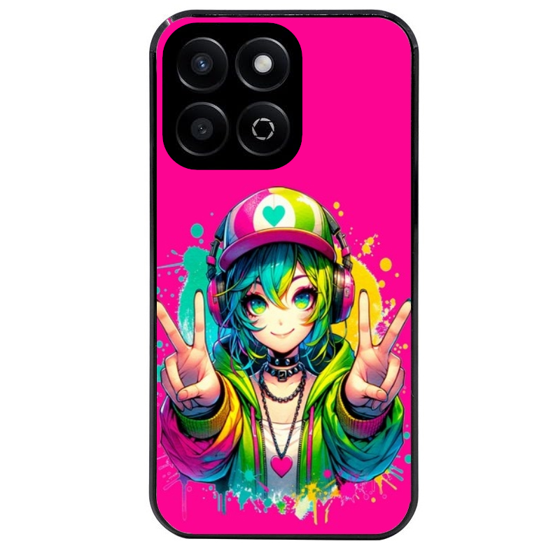 Coque noire taperso pour Honor 70 LITE 90 et LITE avec motif anime manga et tag protection antichoc personnalisée