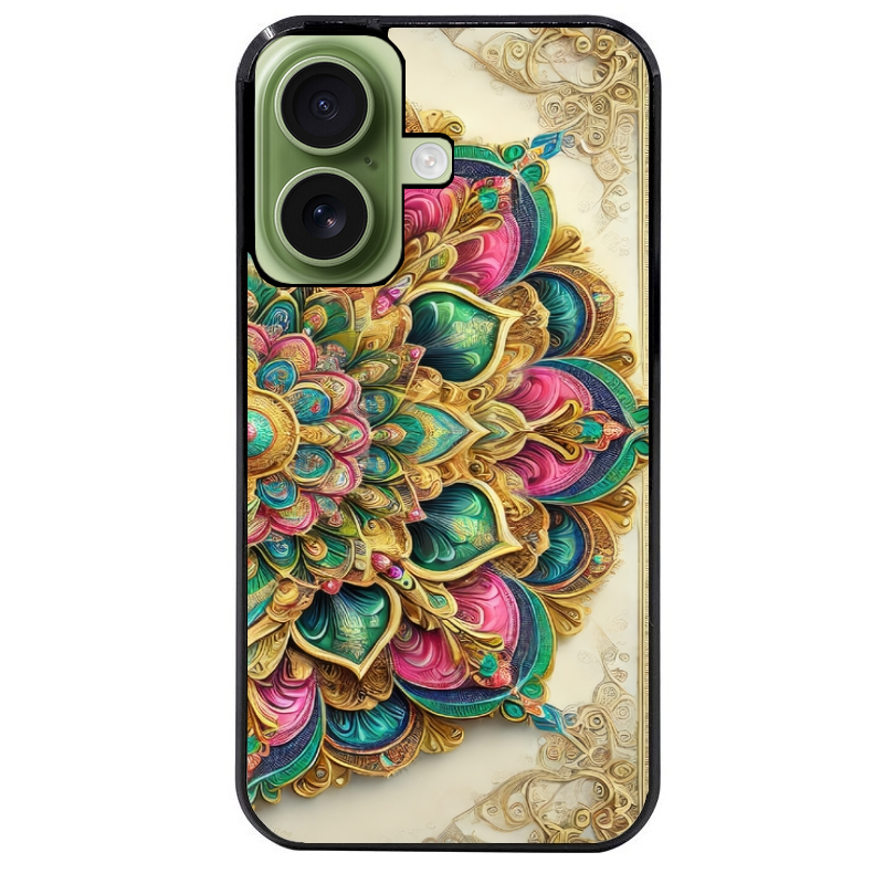 Coque noire taperso pour Iphone 17 17E AIR MAX PRO avec motif mandala 3 protection antichoc personnalisée
