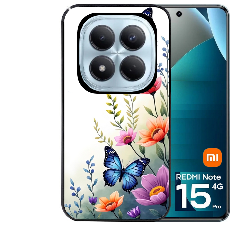 Coque noire taperso pour Redmi Note 15 et PRO PLUS 4G 5G avec motif papillon prenom personnalisee protection antichoc personnalisée