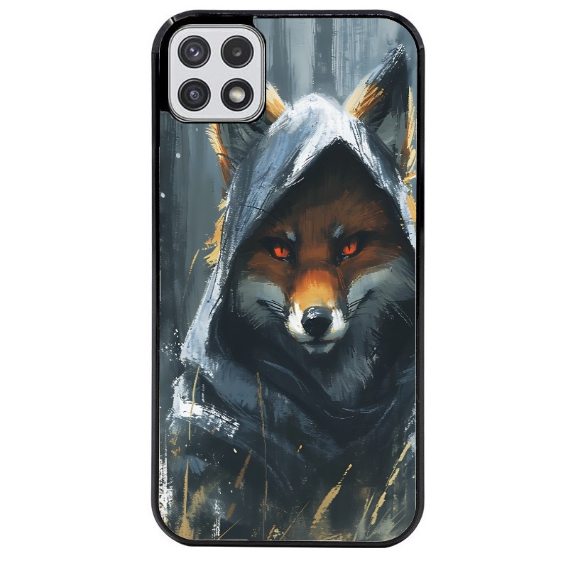 Coque noire taperso pour galaxy A22 A32 A52 A52S 4G 5G  avec motif renard fox des bois protection antichoc personnalisée