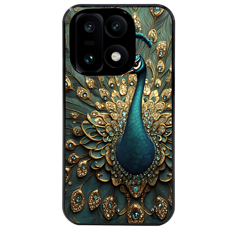 Coque noire taperso pour OnePlus 15 avec motif paon mandala protection antichoc personnalisée