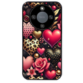 Coque noire taperso pour Honor X9A avec motif coeur et leopard protection antichoc personnalisée