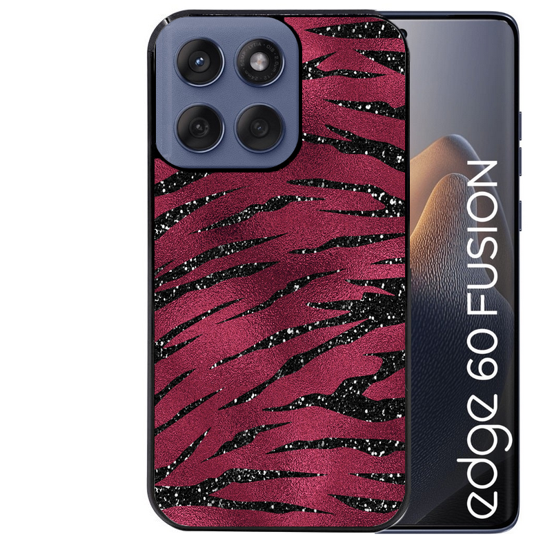 Coque noire taperso pour Moto Edge 60 et Neo Fusion Pro avec motif zebre grenat protection antichoc personnalisée