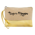 Pochette personnalisée super nounou en jute et doré en jute et doré
