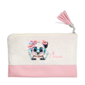 Pochette personnalisée motif panda fleur en toile et simili cuir personnalisée