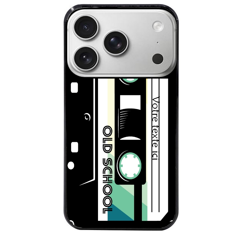 Coque noire taperso pour Iphone 17 17E AIR MAX PRO personnalisable avec motif cassette vintage protection antichoc personnalisée