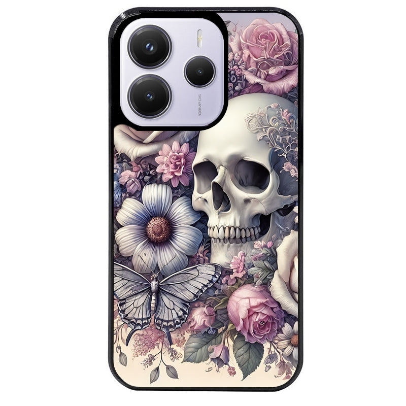 Coque noire taperso pour Redmi Note 14 et PRO PLUS 4G 5G avec motif tete de mort pastel protection antichoc personnalisée