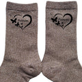Chaussettes personnalisées paillettes bronze motif coeur papillon