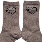 Chaussettes personnalisées paillettes bronze motif coeur papillon