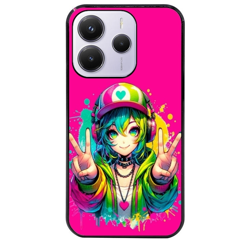 Coque noire taperso pour Redmi Note 14 et PRO PLUS 4G 5G avec motif anime manga et tag protection antichoc personnalisée
